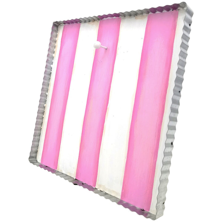 The Round Top Collection | Gallery Art Display Board with Metal Trim in Pink and White Stripe