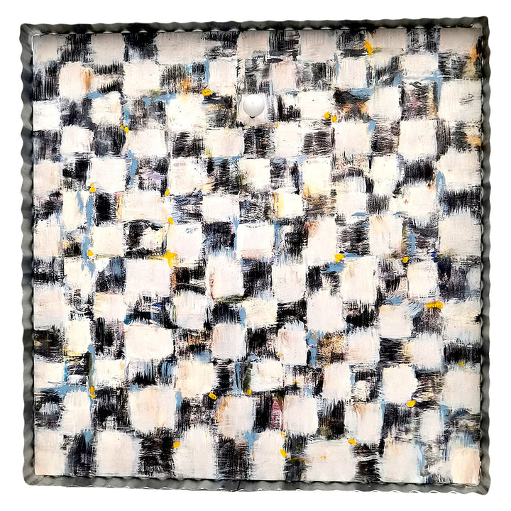 The Round Top Collection | Rozie's Checkered Gallery Art Display Board with Metal Trim in Black and White