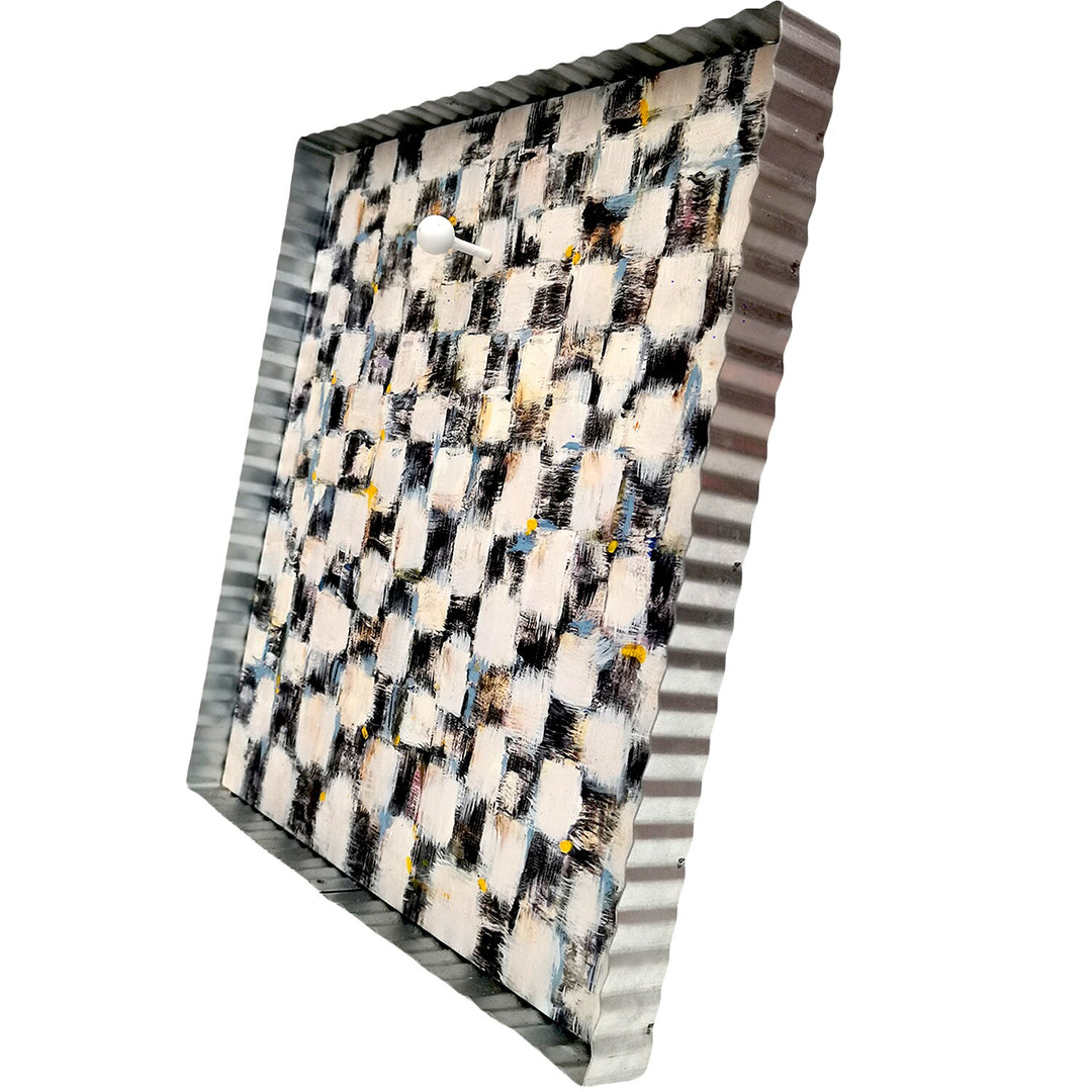 The Round Top Collection | Rozie's Checkered Gallery Art Display Board with Metal Trim in Black and White