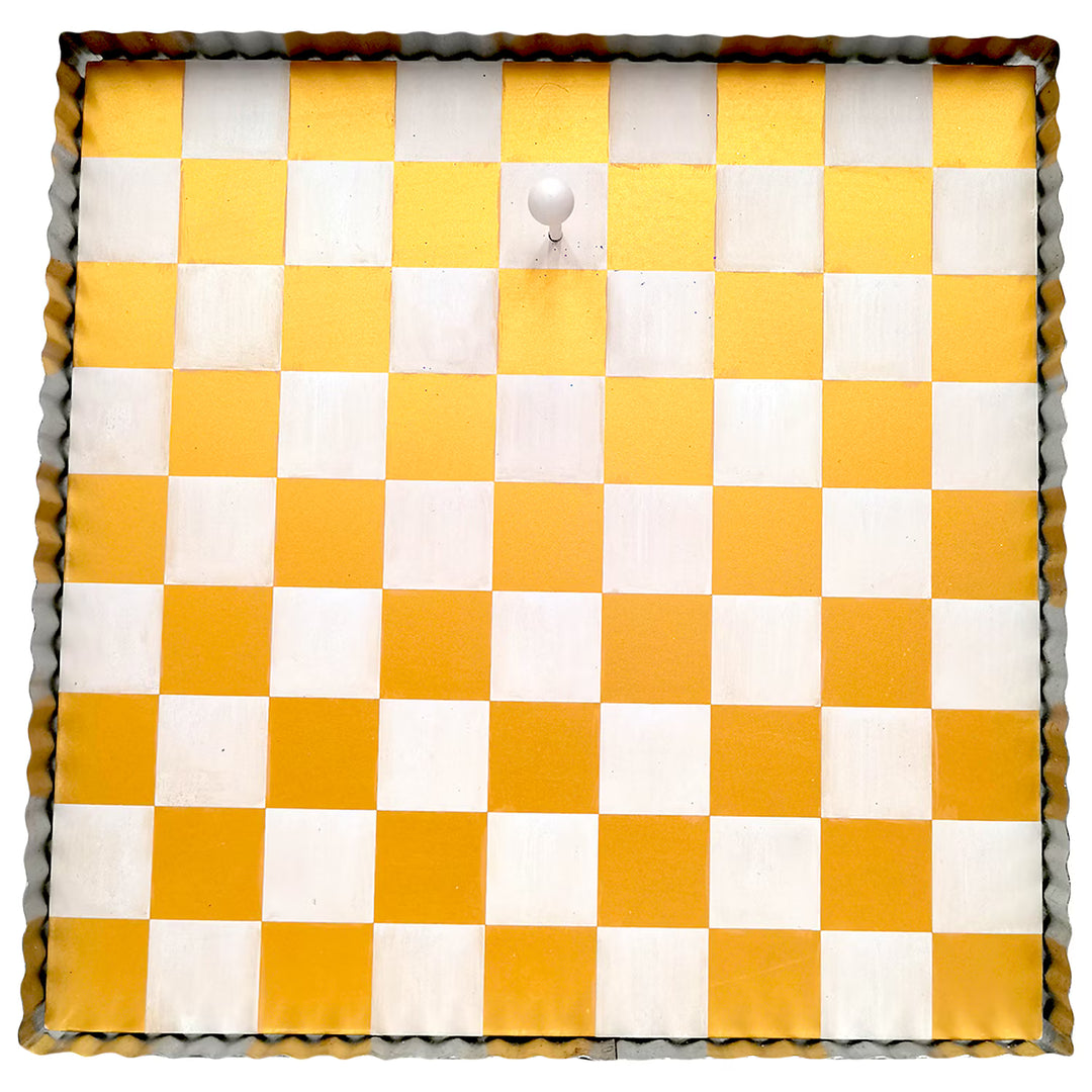 The Round Top Collection | Gallery Art Display Board with Metal Trim in Gold and White Check