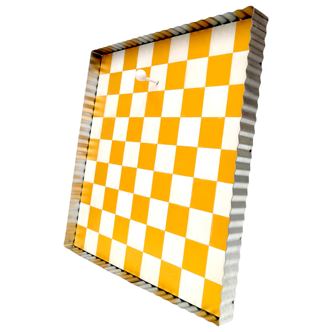 The Round Top Collection | Gallery Art Display Board with Metal Trim in Gold and White Check
