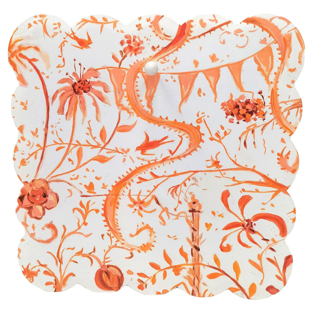 The Round Top Collection | Gallery Art Scalloped Edge Display Board in Orange Chinoiserie