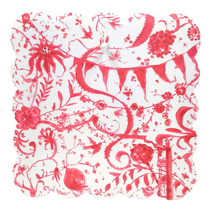 The Round Top Collection | Gallery Art Scalloped Edge Display Board in Red Chinoiserie