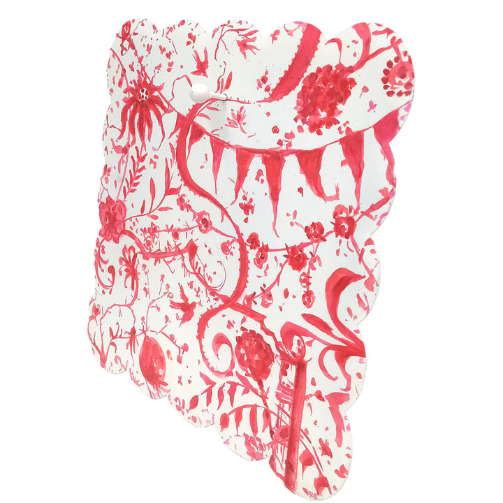 The Round Top Collection | Gallery Art Scalloped Edge Display Board in Red Chinoiserie