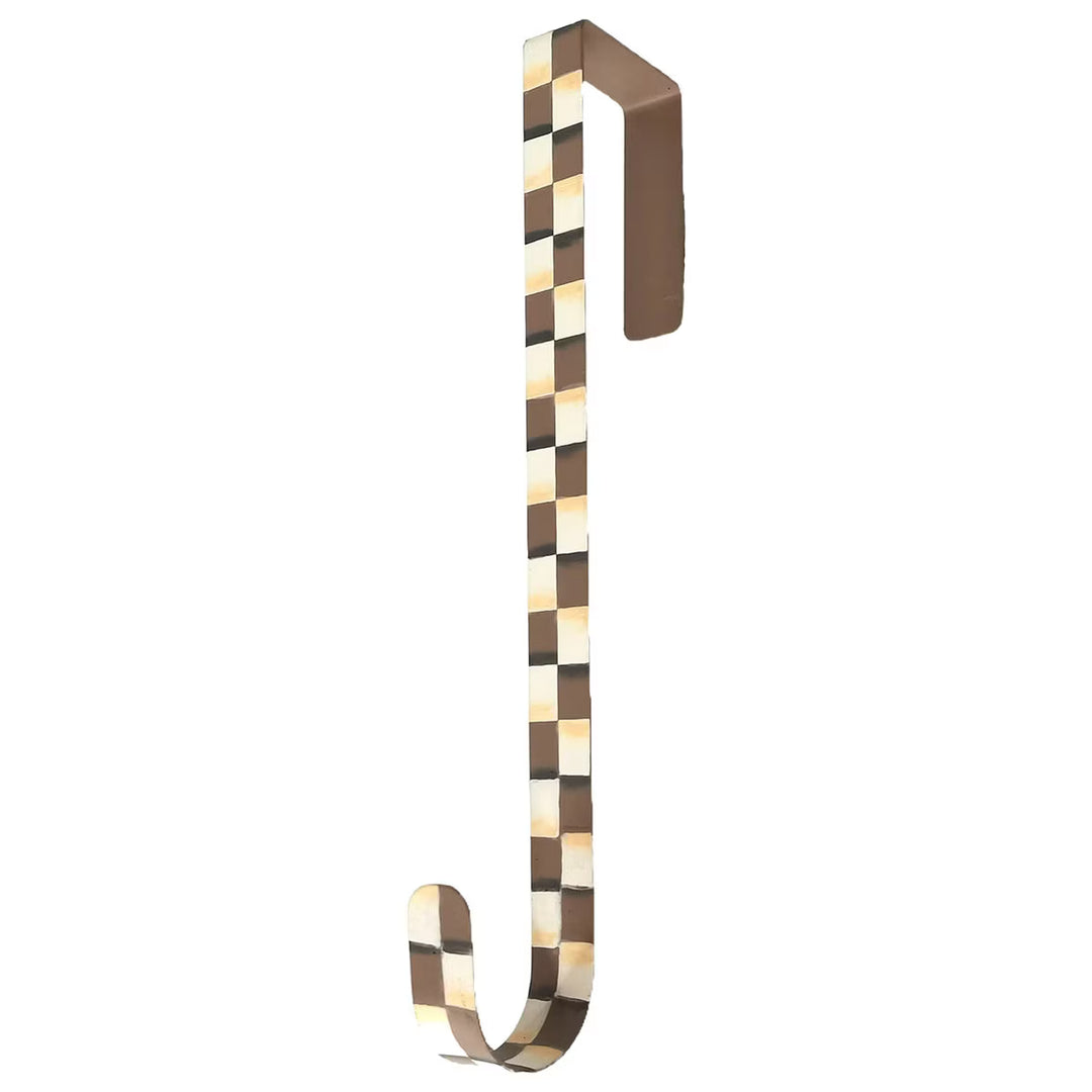 The Round Top Collection |  Putty and White Check Wreath Door Hanger