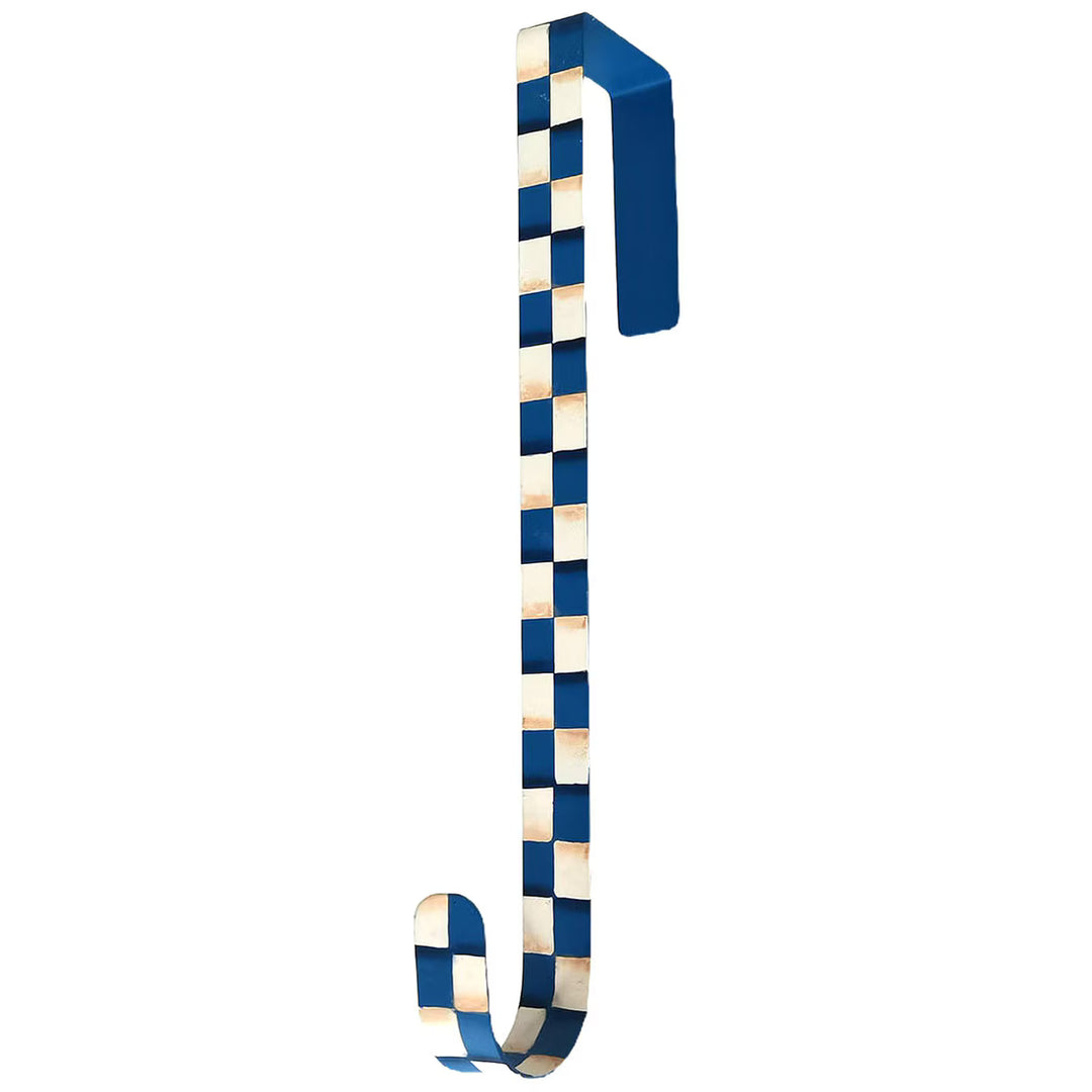 The Round Top Collection |  Blue and White Check Wreath Door Hanger