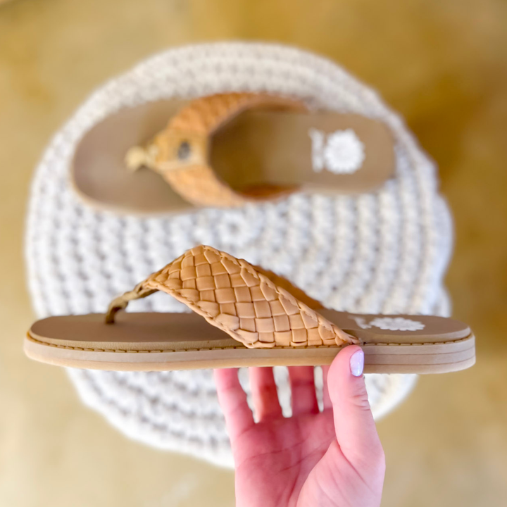 Yellow Box | Irving Woven Comfort Flip Flops in Almond