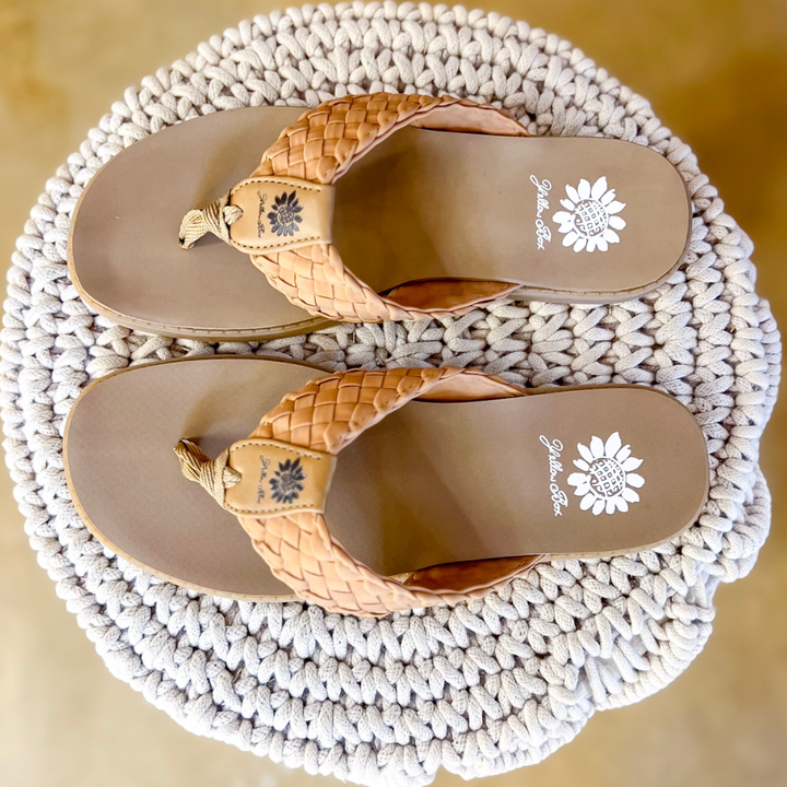 Yellow Box | Irving Woven Comfort Flip Flops in Almond