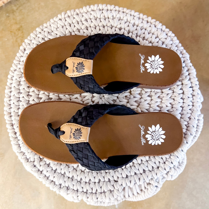 Yellow Box | Irving Woven Comfort Flip Flops in Black