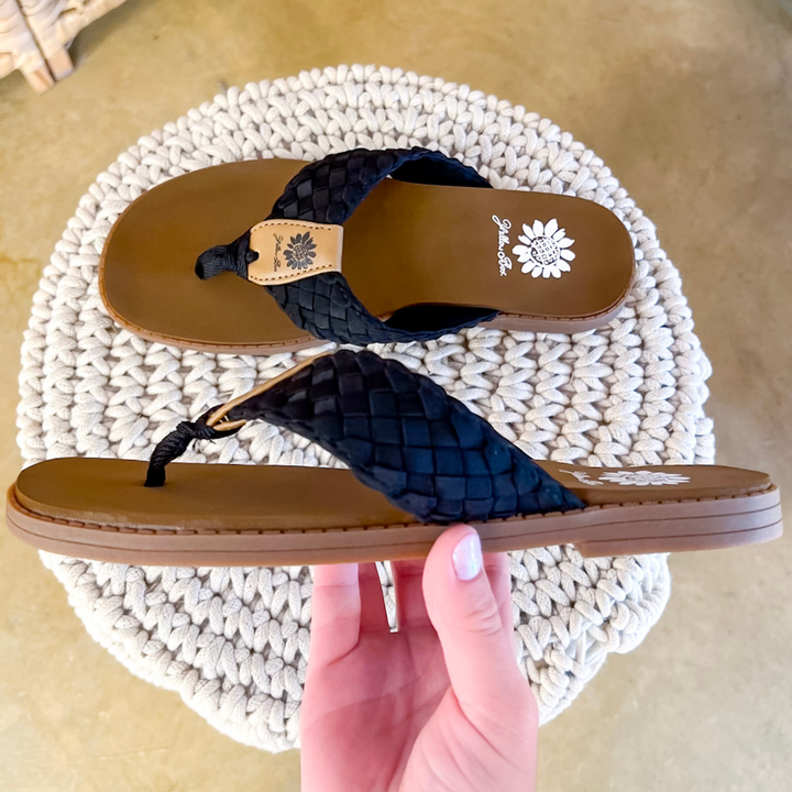 Yellow Box | Irving Woven Comfort Flip Flops in Black
