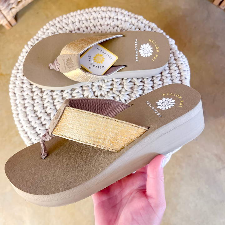Yellow Box | Layla Platform Comfort Flip Flops in Gold
