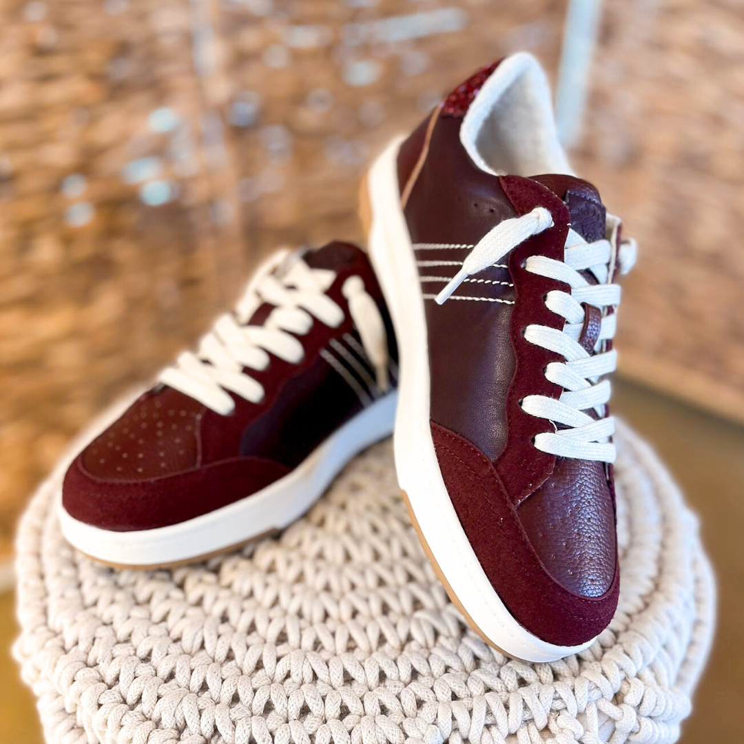 Yellow Box | Nizza Lace-Up Sneaker in Maroon