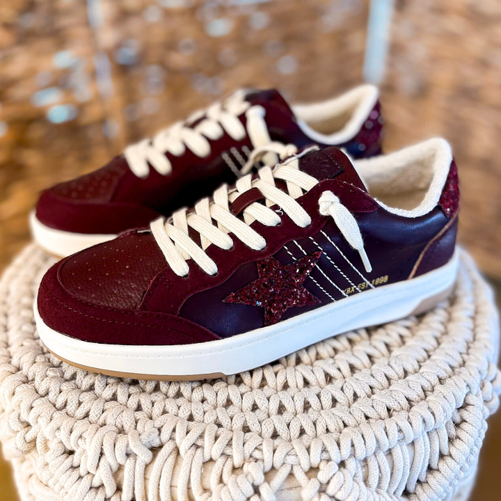 Yellow Box | Nizza Lace-Up Sneaker in Maroon