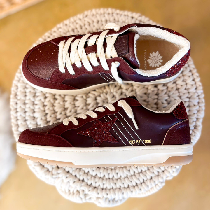Yellow Box | Nizza Lace-Up Sneaker in Maroon