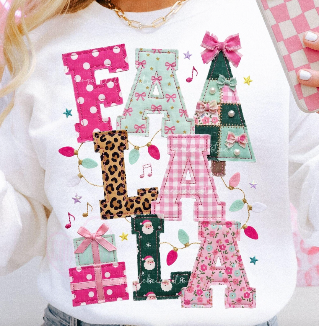 Custom Made to Order | FaLaLa Lights Graphic Tee or Sweatshirt in Multiple Printing Options on White