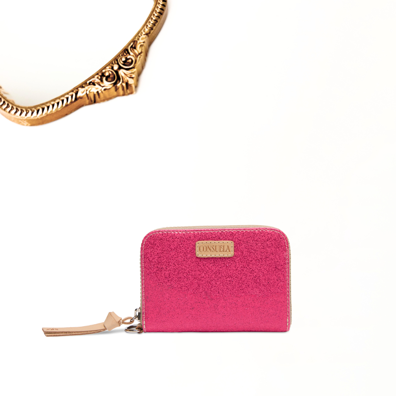 Pink wallet on a white background