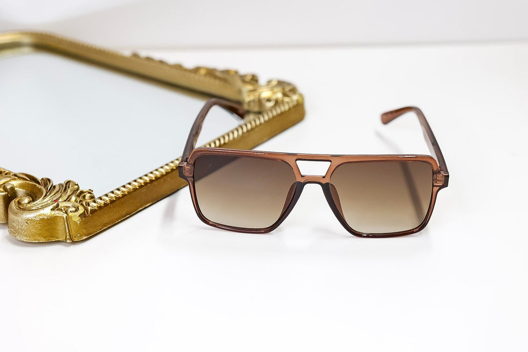 Otra Eyewear | Zoya Oversized Square Aviator Sunglasses in Transparent Maple