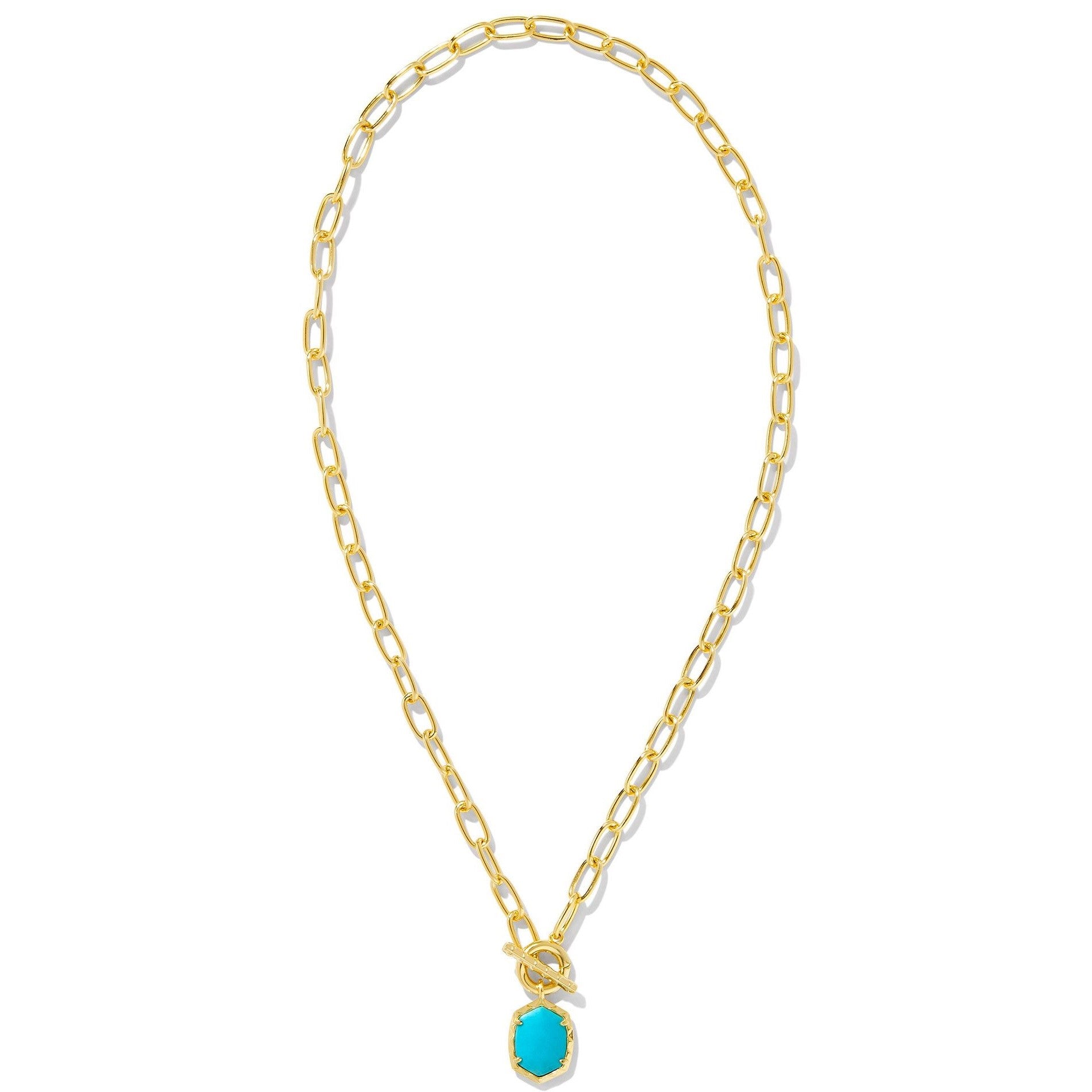 Kendra Scott | Daphne Gold Link and Chain Necklace in Variegated Turquoise Magnesite - Giddy Up Glamour Boutique