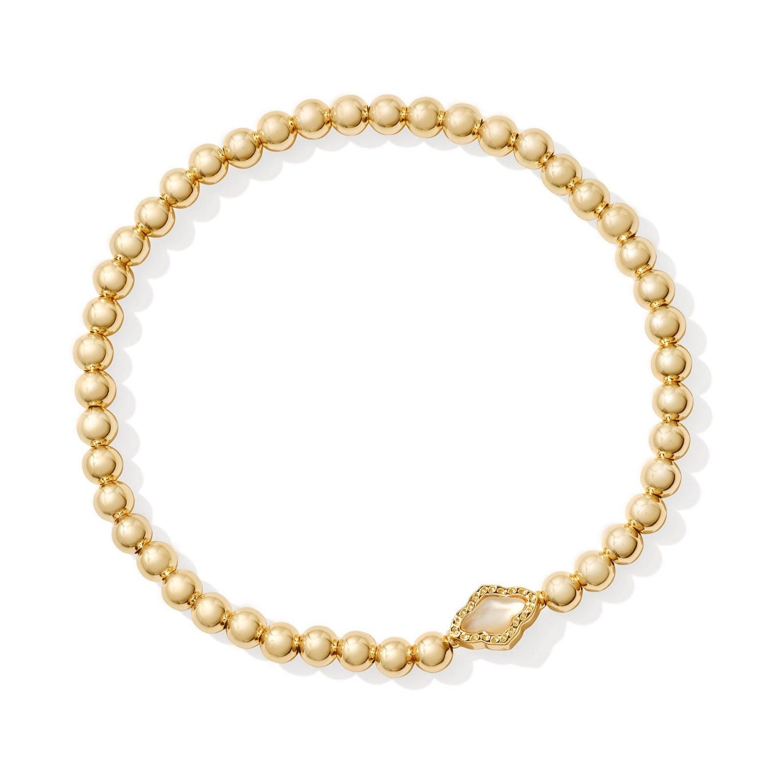 Kendra Scott | Abbie Gold Beaded Stretch Bracelet in Natural Mother of Pearl