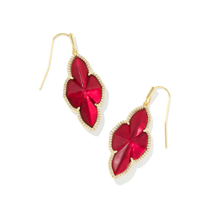 Kendra Scott | Abbie Pave Frame Gold Drop Earrings in Cranberry Red Illusion