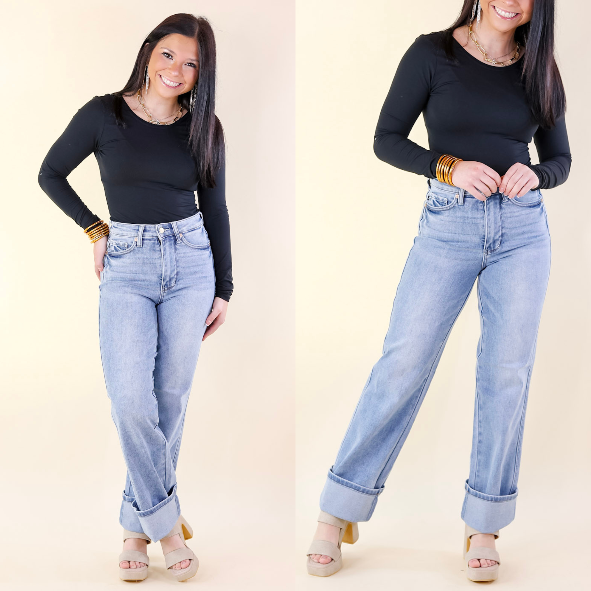 Judy Blue | Essential Ease Tummy Control Straight Leg Jeans in Medium Wash - Giddy Up Glamour Boutique