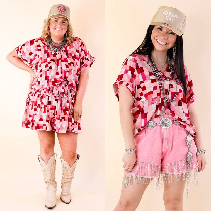 Center of Attention Disco Ruffle Top in Berry Pink - Giddy Up Glamour Boutique