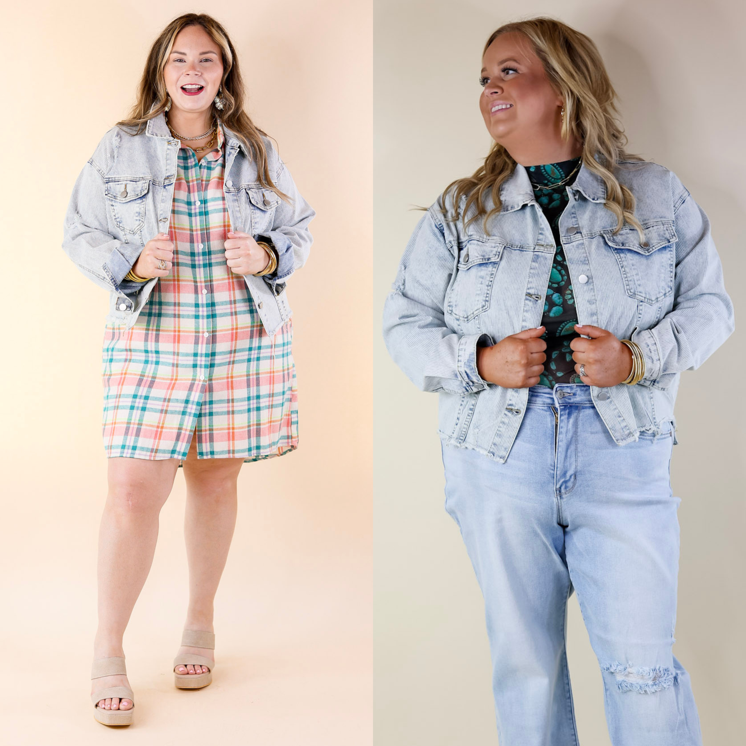 Sweeter with Time Ribbed Crop Denim Jacket in Light Wash - Giddy Up Glamour Boutique
