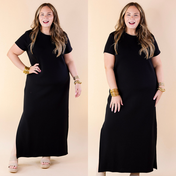 SPANX | AirEssentials Maxi T-Shirt Dress in Very Black - Giddy Up Glamour Boutique