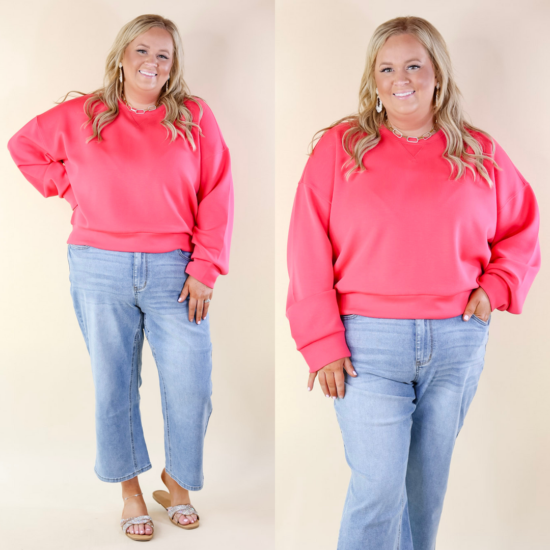 SPANX | AirEssentials Crew Neck Pullover Sweatshirt in Cerise Pink - Giddy Up Glamour Boutique