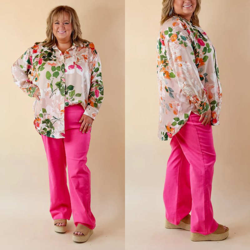 Judy Blue | Brighter Than The Sun Garment Dyed 90's Straight Leg Pants in Hot Pink - Giddy Up Glamour Boutique
