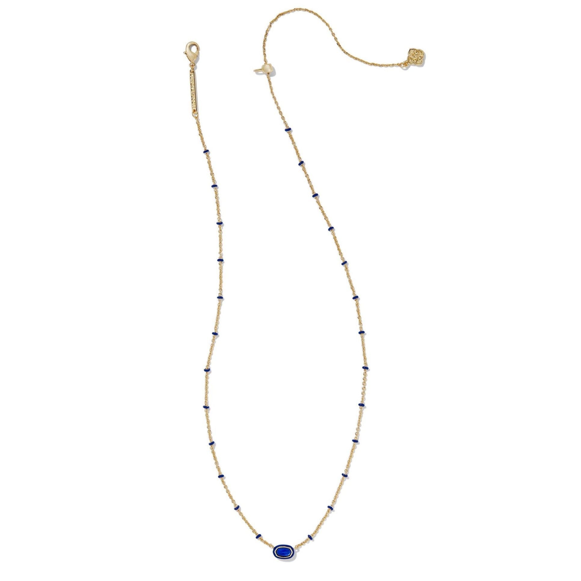 Kendra Scott | Mini Elisa Gold Enamel Frame Short Pendant Necklace in Cobalt Illusion