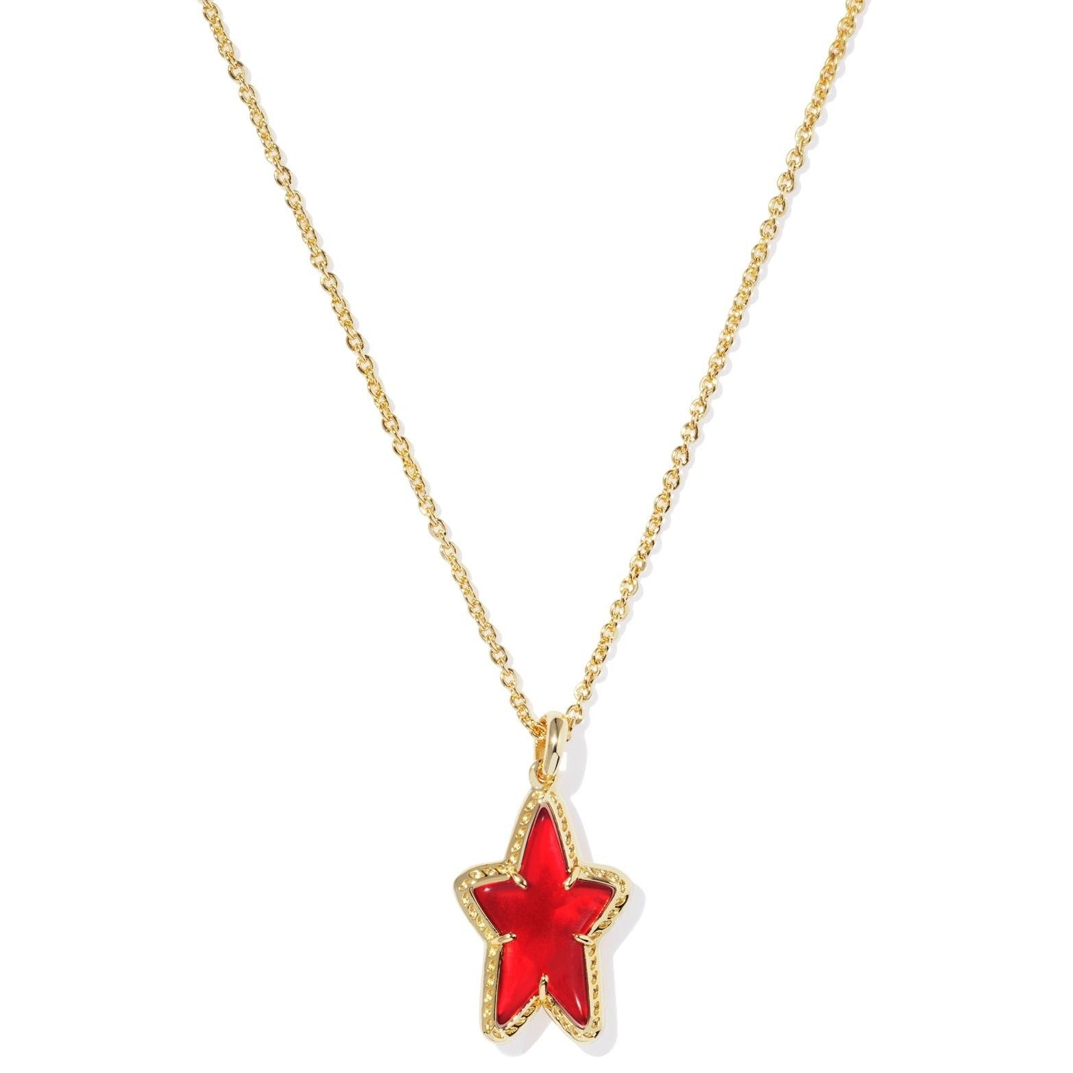 Kendra Scott | Ada Gold Star Short Pendant Necklace in Red Illusion - Giddy Up Glamour Boutique