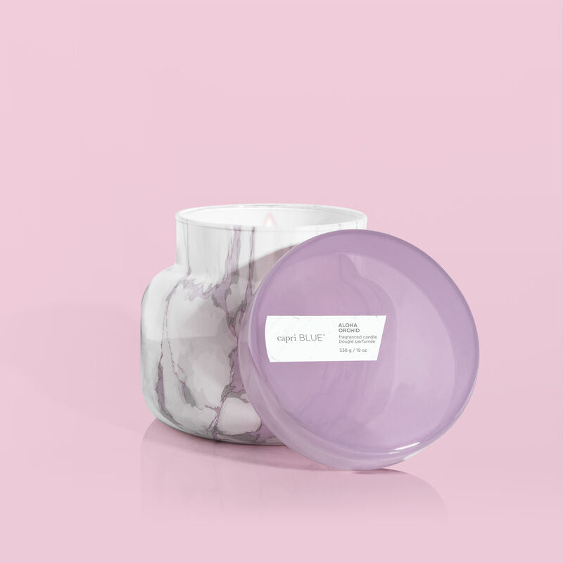 Capri Blue | 19 oz. Marble Jar Candle in Amethyst | Aloha Orchid - Giddy Up Glamour Boutique