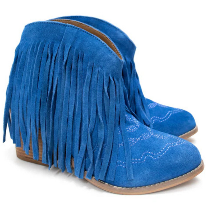 Online Exclusive | Amos Fringe Ankle Bootie in Blue