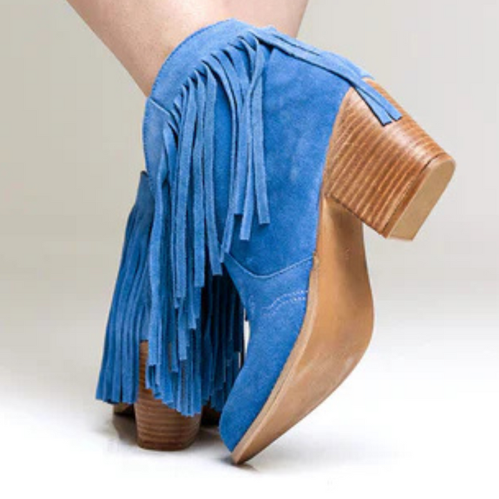 Online Exclusive | Amos Fringe Ankle Bootie in Blue