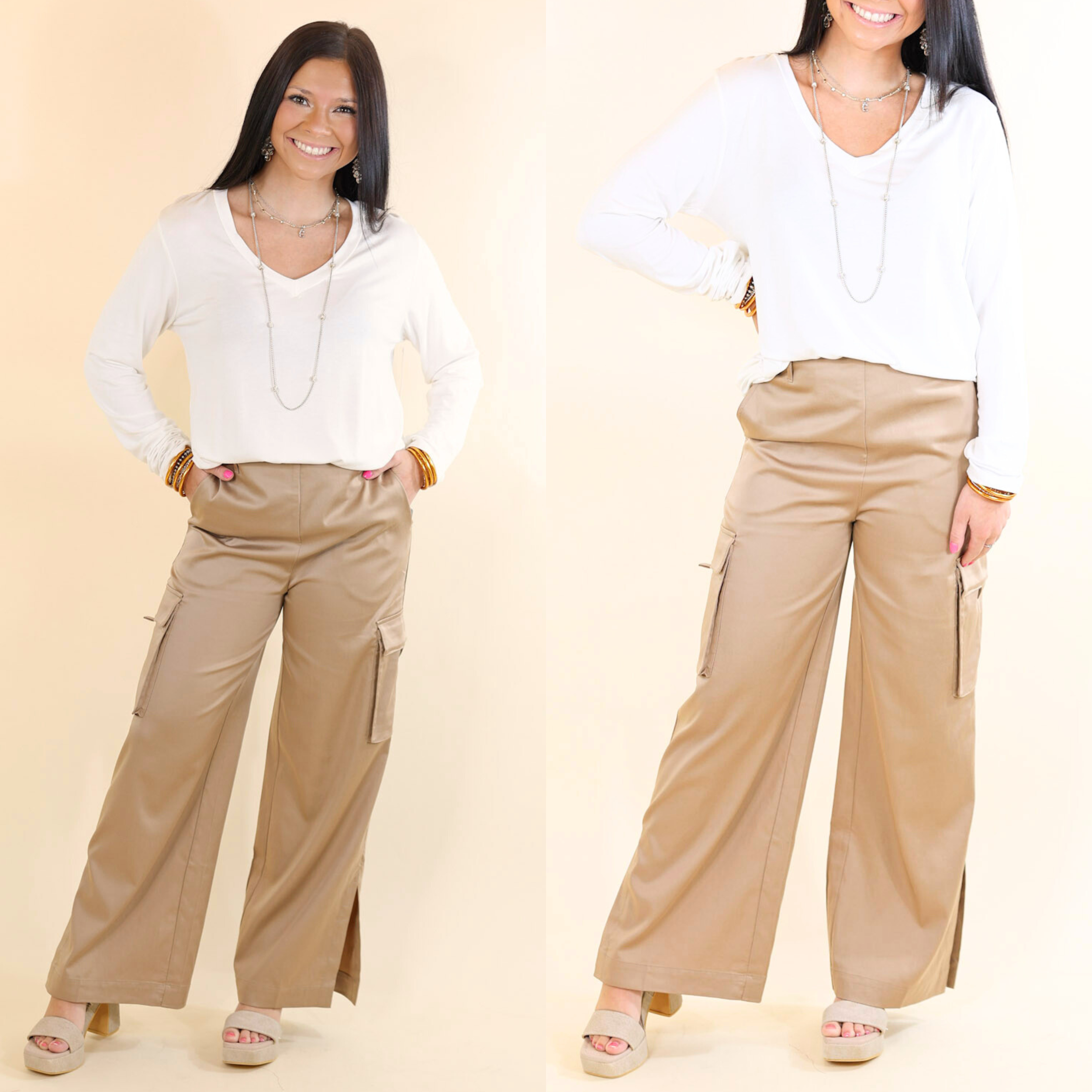 Lyssé | Calypso Ankle Cargo Pant in Tan