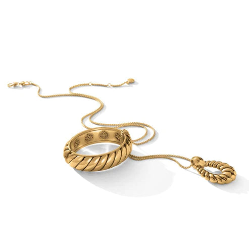 Brighton | Athena Scalloped Hinged Bangle in Gold Tone - Giddy Up Glamour Boutique