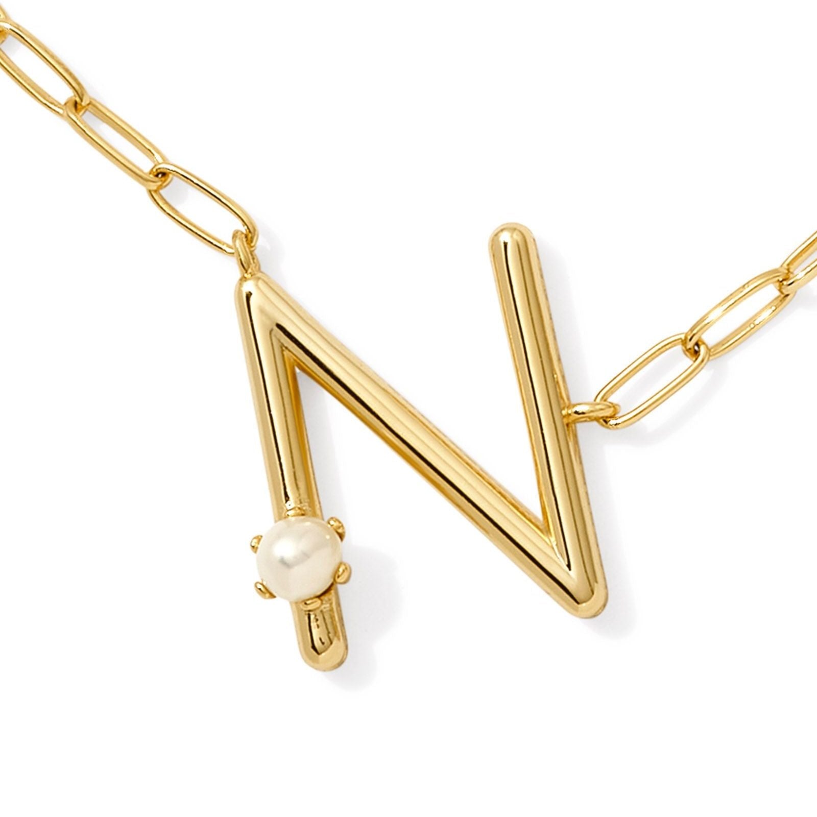 Kendra Scott | Pearl Gold Initial Letter Short Pendant Necklace in White Pearl