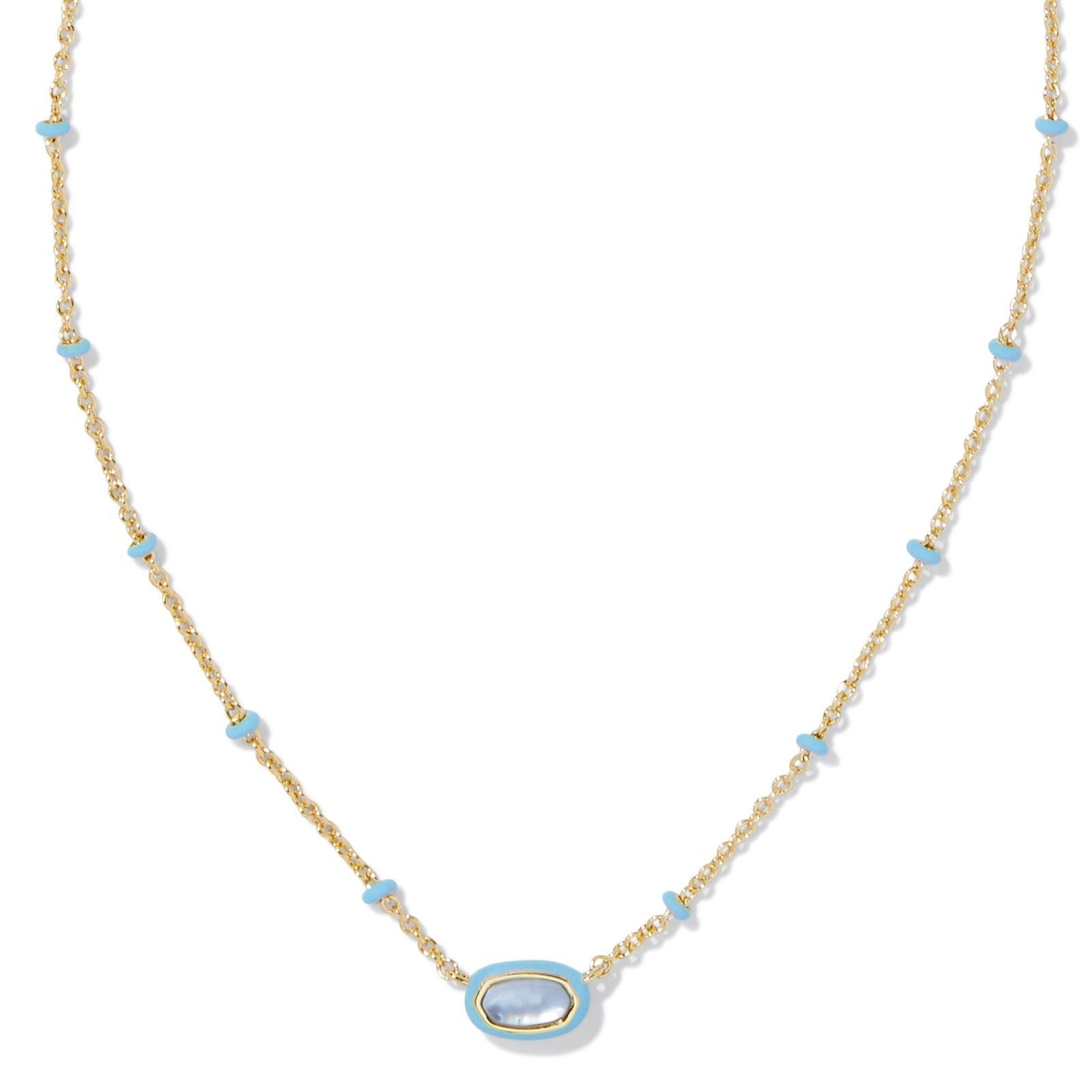 Kendra Scott | Mini Elisa Gold Enamel Frame Short Pendant Necklace in Periwinkle Illusion