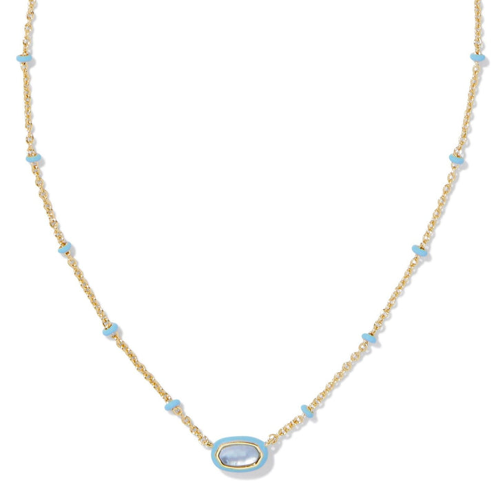 Kendra Scott | Mini Elisa Gold Enamel Frame Short Pendant Necklace in Periwinkle Illusion