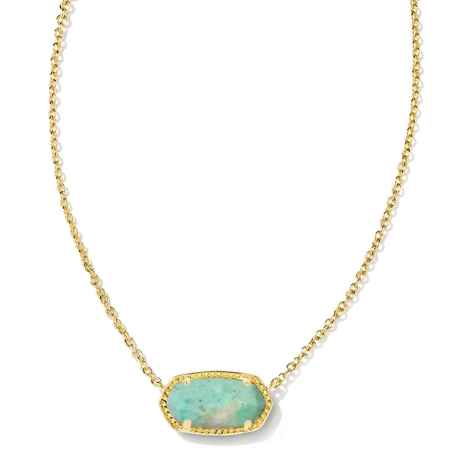 Kendra Scott | Elisa Gold Short Pendant Necklace in Sea Green Chrysocolla - Giddy Up Glamour Boutique