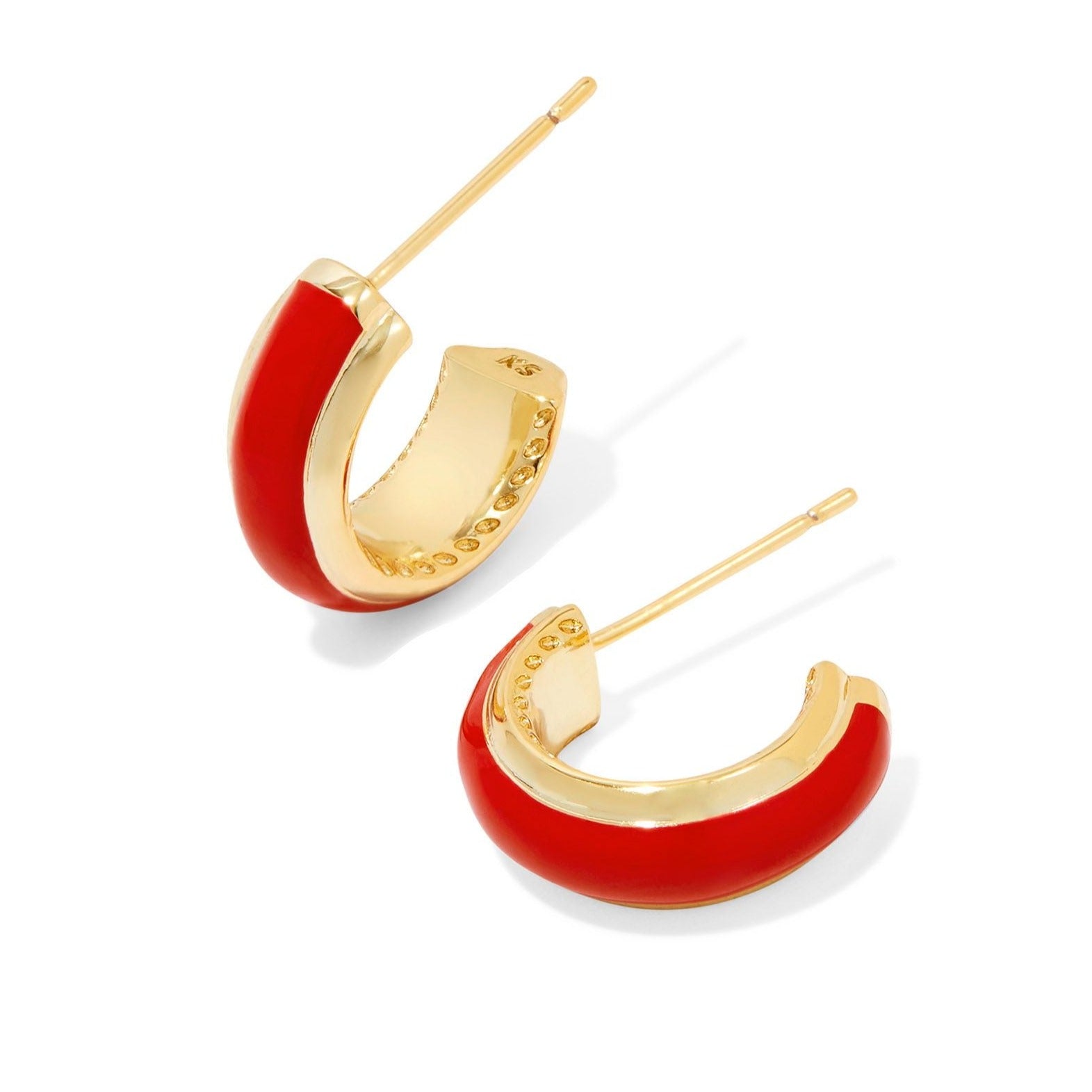 Kendra Scott | Ainsley Gold Huggie Earrings in Red Enamel