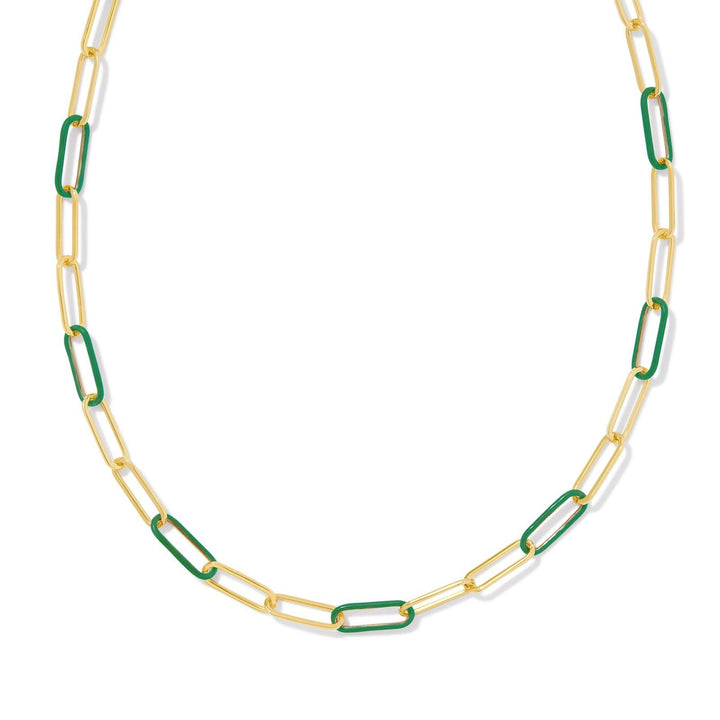 Kendra Scott | Ainsley Gold Convertible Chain Necklace in Green Enamel