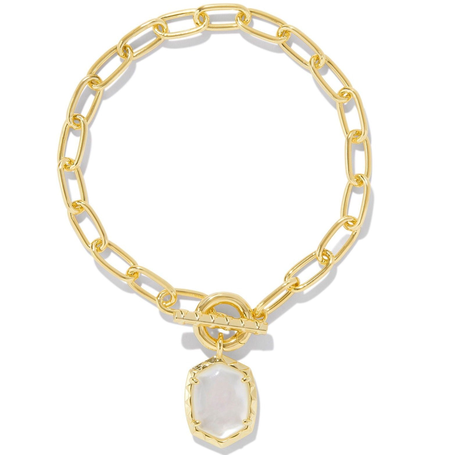 Kendra Scott | Daphne Gold Link and Chain Bracelet in Ivory Mother of Pearl - Giddy Up Glamour Boutique