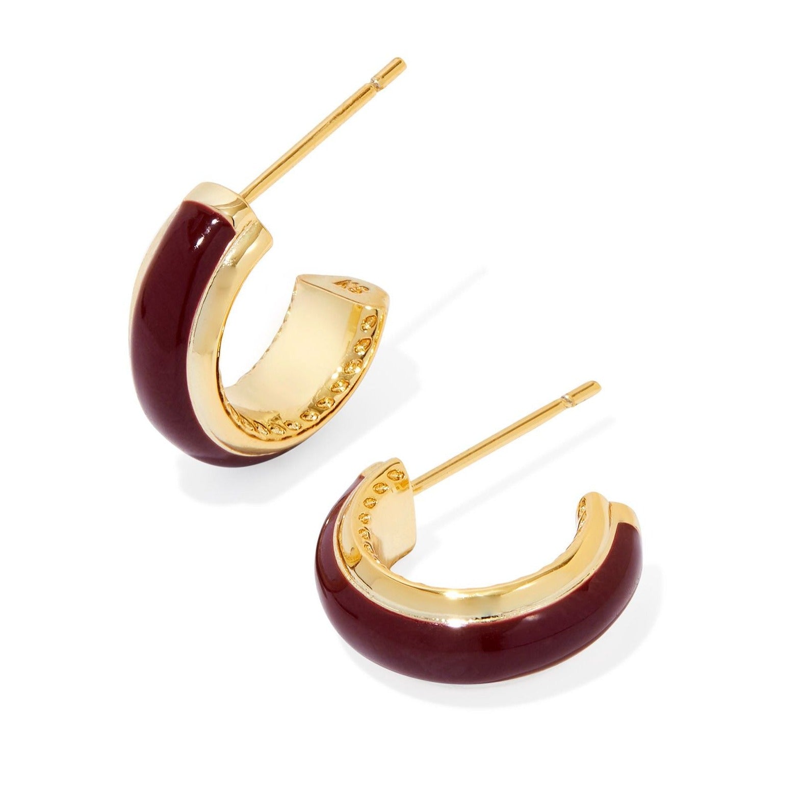 Kendra Scott | Ainsley Gold Huggie Earrings in Burgundy Enamel