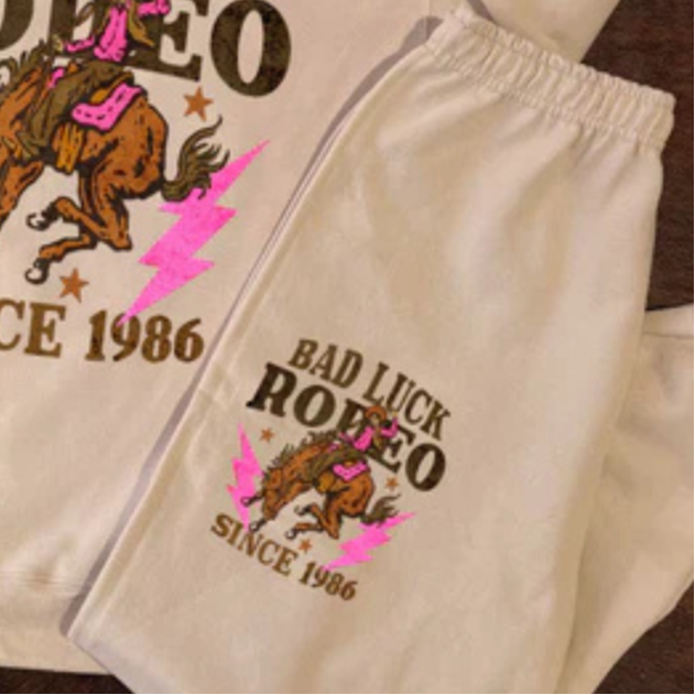 Online Exclusive | Bad Luck Rodeo Bucking Horse Sweatpants in Beige Sand