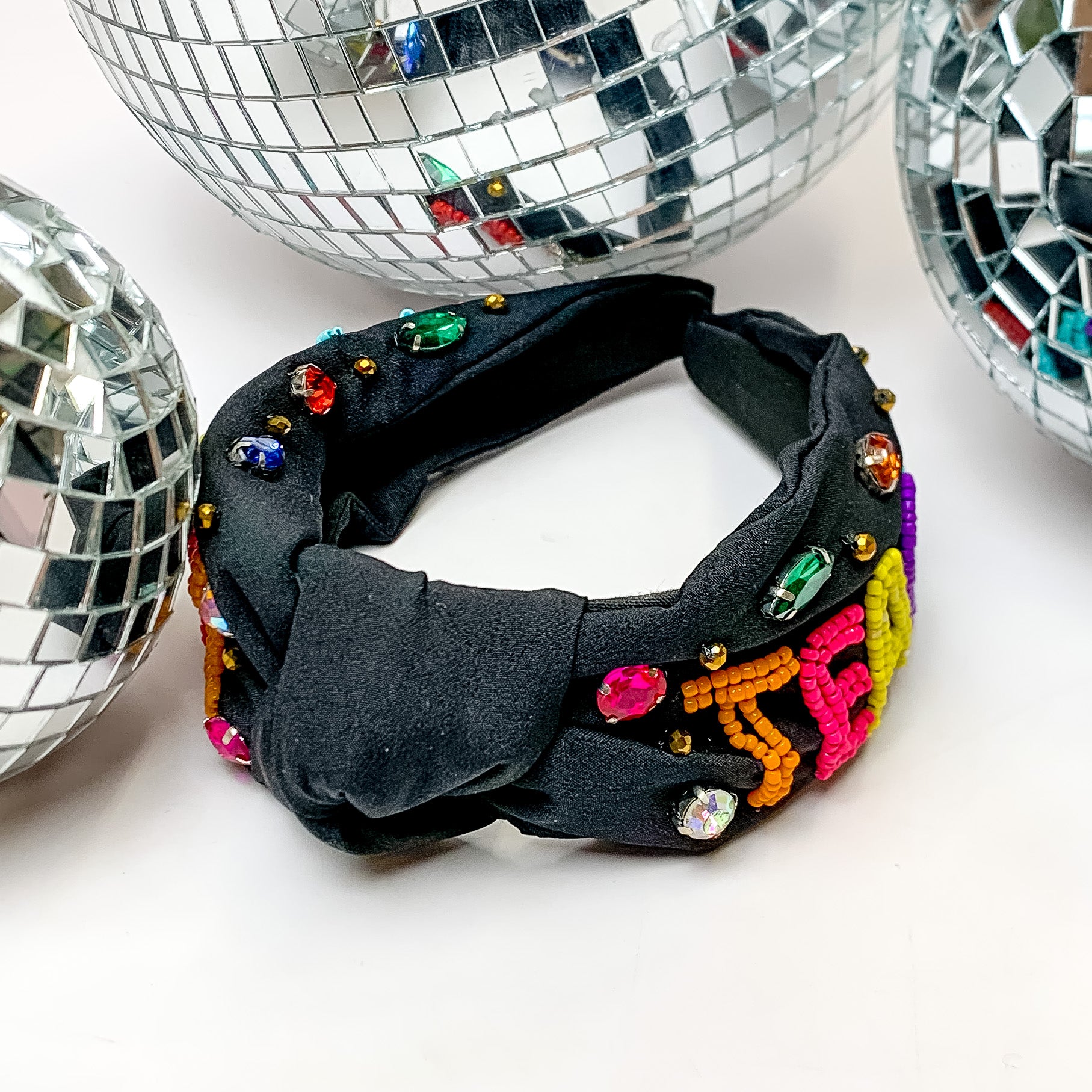Beaded Multicolor Teacher Headband in Black - Giddy Up Glamour Boutique