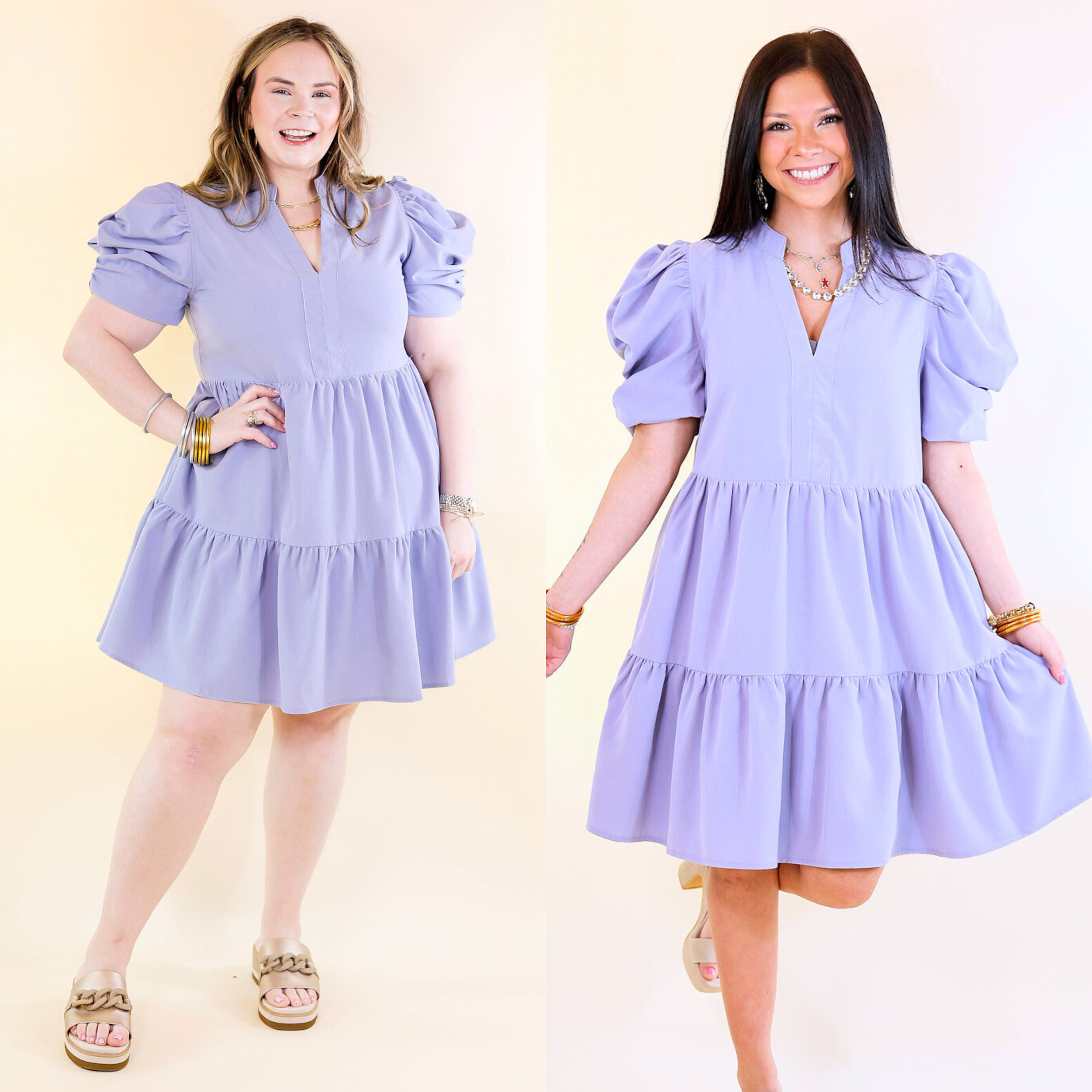 Call Me Chic Balloon Sleeve Short Dress in Chambray Blue