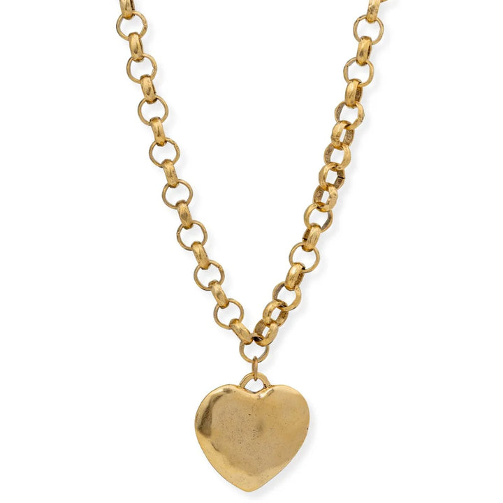 Bracha | Puffy Heart Gold Tone Necklace in Various Lengths