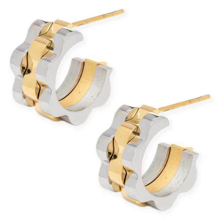 Bracha | Rolly Baby Huggie Hoops in Two Tone